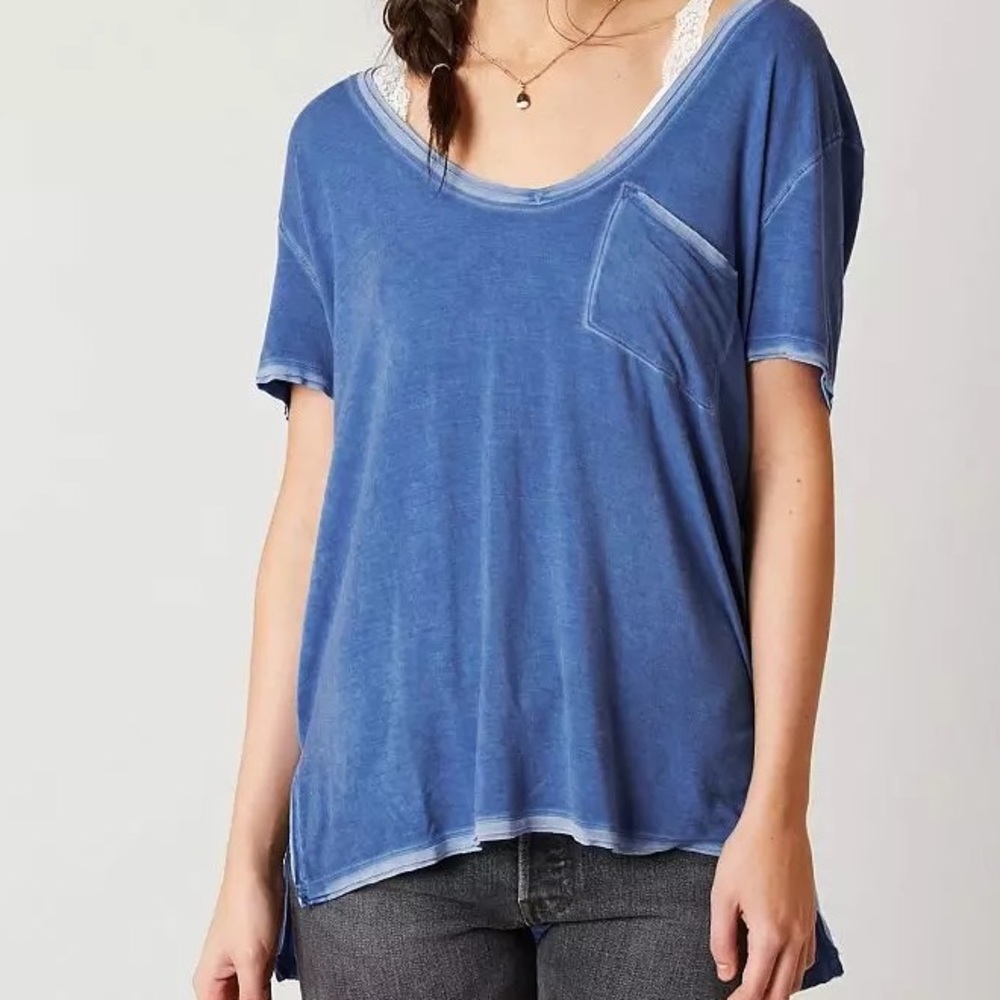Free People blue oversize top